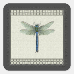 Elegant Blue Dragonfly Fyrkantigt Klistermärke