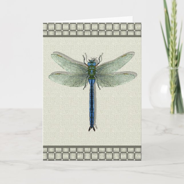 Elegant Blue Dragonfly Helgkort (Framsida)