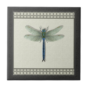 Elegant Blue Dragonfly Kakelplatta