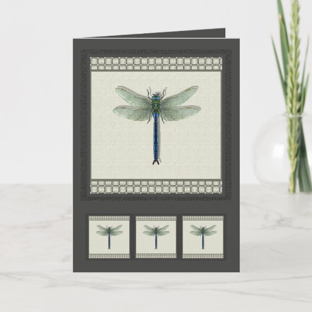 Elegant Blue Dragonfly Kort (Framsida)