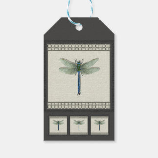 Elegant Blue Dragonfly Presentetikett