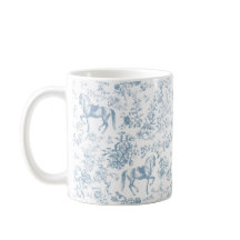 Elegant Blue Equestrian Blommigt Toile