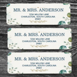 Elegant Blue Eucalyptus Address Label Returadress Etikett