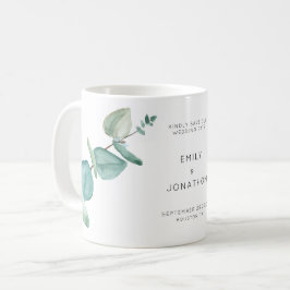 Elegant Blue Eucalyptus Löv Save Date Kaffe Kaffemugg