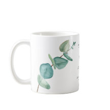 Elegant Blue Eucalyptus Löv Save Date Kaffe