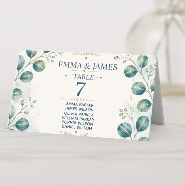 Elegant Blue Eucalyptus  Placeringskort (Skapare uppladdad)