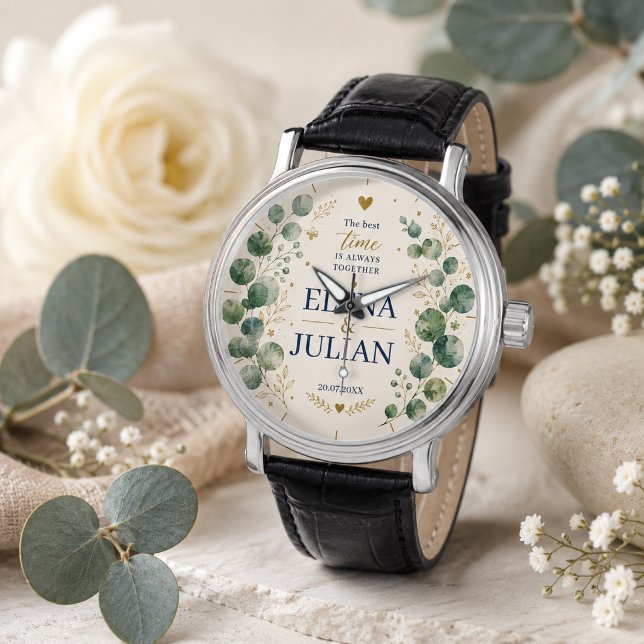 Elegant Blue Eucalyptus Wedding Armbandsur (Skapare uppladdad)