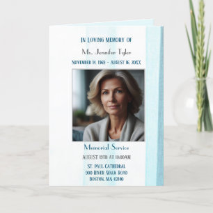Elegant Blue Fabric Obituary Bereavement Service Program