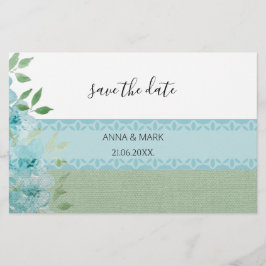 Elegant Blue Fält Flowers Watercolor Brevpapper