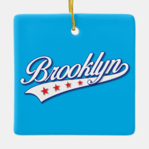 Elegant Blue Färg Brooklyn SwobodaLogotyp Design Julgransprydnad Keramik