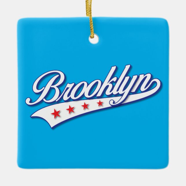 Elegant Blue Färg Brooklyn SwobodaLogotyp Design Julgransprydnad Keramik (Framsida)