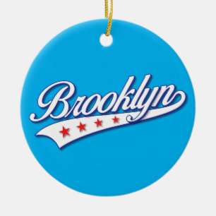 Elegant Blue Färg Brooklyn SwobodaLogotyp Design Julgransprydnad Keramik