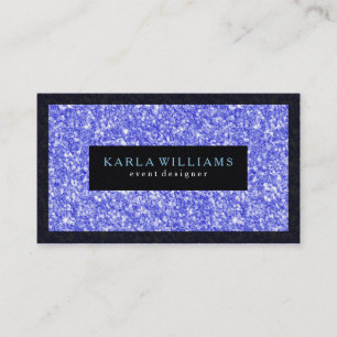 Elegant Blue Faux Glitter med svarta accenter Visitkort