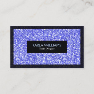 Elegant Blue Faux Glitter med svarta accenter Visitkort