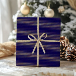 Elegant Blue & Faux Gold Foil Mönster jul Presentpapper
