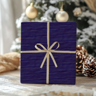 Elegant Blue & Faux Gold Foil Mönster jul Presentpapper