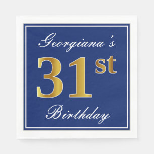 Elegant Blue, Faux Guld 31a Birthday; Anpassat nam Pappersservett