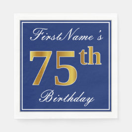 Elegant Blue, Faux Guld 75:e Birthday; Anpassat na Pappersservett