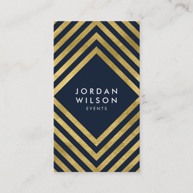 Elegant Blue Faux Guld Geometric Social Media Visitkort (Framsida)