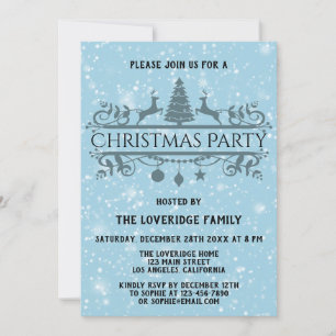 Elegant Blue Festive Helgdag jul Party Snö Inbjudningar