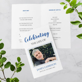 Elegant Blue Firande of Life Memorial Program