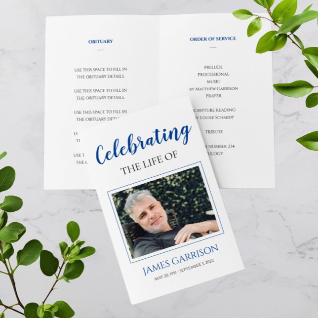 Elegant Blue Firande of Life Memorial Program (Skapare uppladdad)
