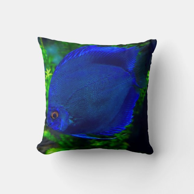 Elegant Blue Fish Throw Pillod Kudde (Framsida)