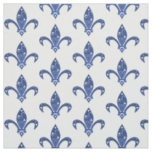 Elegant Blue Fleur de Lis Tyg