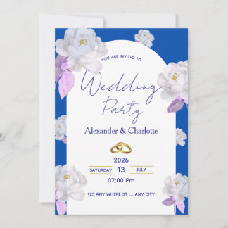 Elegant Blue Floral Arch Wedding Invitation Inbjudningar
