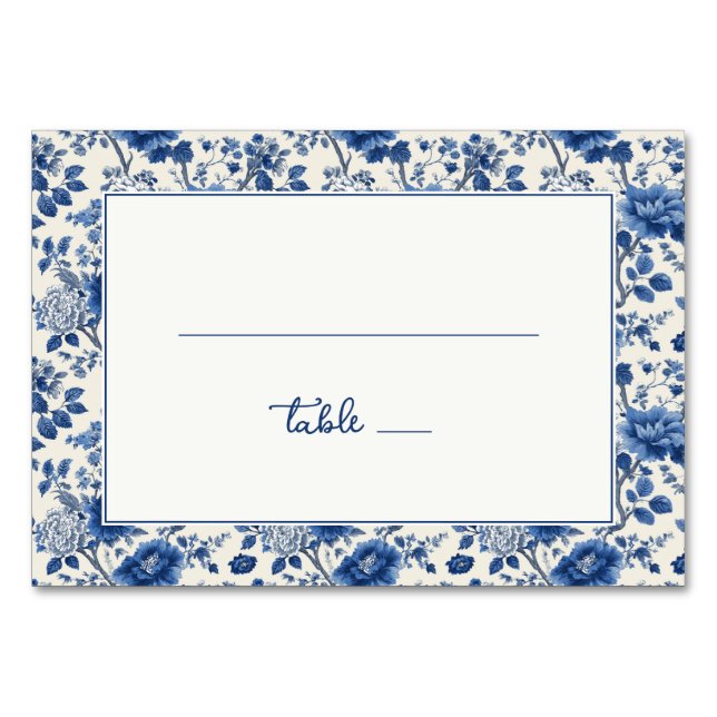 Elegant Blue Floral Bordsnummer (Framsidan)