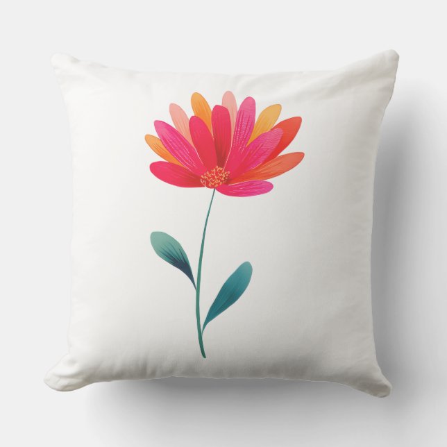 Elegant Blue Floral Botanical Throw Pillow Kudde (Framsida)