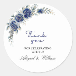 Elegant Blue Floral & Botanical Wedding Stickers Runt Klistermärke