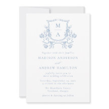 Elegant Blue Floral Crest All in One Wedding
