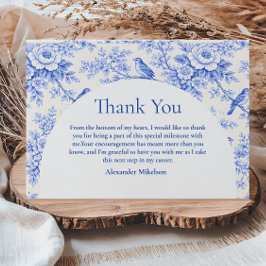 Elegant Blue Floral Graduation Party Tack Kort