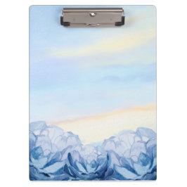 Elegant Blue Floral Watercolor Clipboard