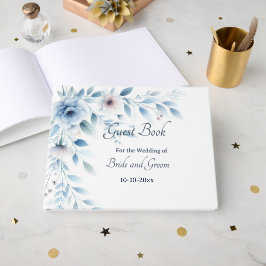 Elegant Blue Floral Wedding Guest Book Gästböcker