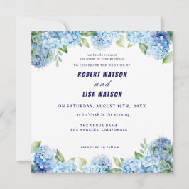 Elegant Blue Floral Wedding  Inbjudningar