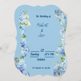 Elegant Blue Floral Wedding Inbjudningar