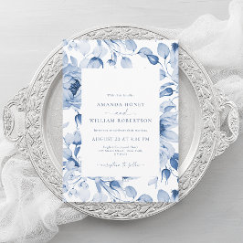 Elegant Blue Floral Wedding Invitation Inbjudningar