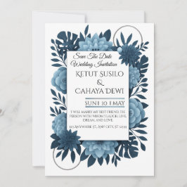  Elegant Blue Floral Wedding Invitation Template   Inbjudningar
