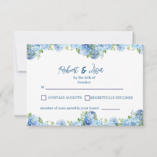 Elegant Blue Floral Wedding  OSA Kort