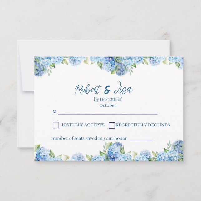 Elegant Blue Floral Wedding  OSA Kort (Framsida)
