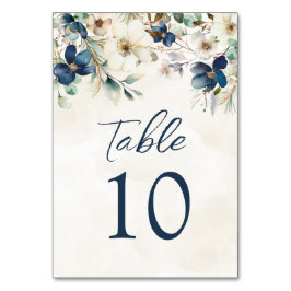 Elegant Blue Floral Wedding Table Number Cards Bordsnummer