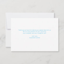 Elegant Blue Floral Wedding Thank You Card OSA Kort