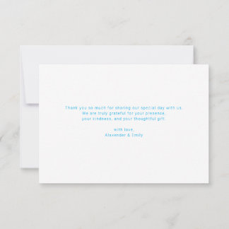 Elegant Blue Floral Wedding Thank You Card OSA Kort