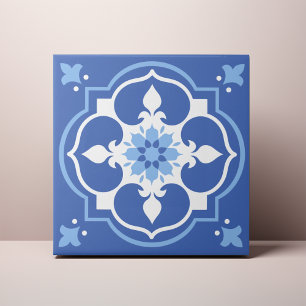 Elegant Blue Flower Accent Azulejo Kakelplatta