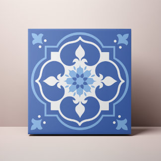 Elegant Blue Flower Accent Azulejo Kakelplatta