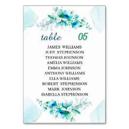 Elegant Blue Flower Personligt bröllp Bordsnummer