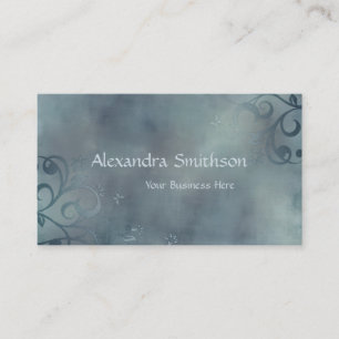 Elegant Blue Flower Swir Visitkort