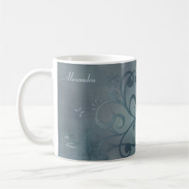 Elegant Blue Flower Swirl Mugg